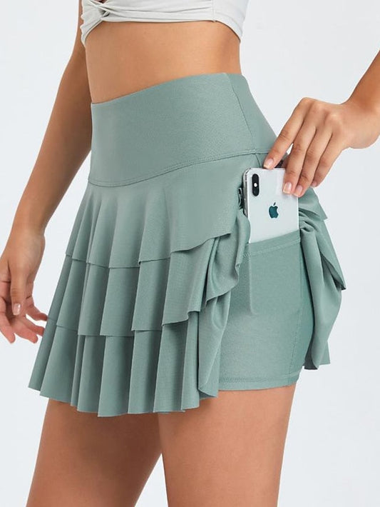 Women's Tennis Skirts Golf Skirts Yoga Skirt with Phone Pocket Cut Out Asymetric Hem Quick Dry Yoga Dance Tennis Skort Spandex Sports Activewear - LuckyFash™