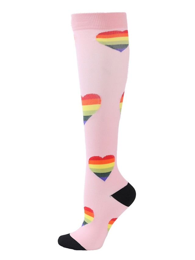 Men's Women's Socks Compression Socks Cycling Socks Funny Socks Novelty Socks Bike / Cycling Breathable Anatomic Design Wearable 1 Pair Graphic Nylon Yellow / Blue White Pink M L - LuckyFash™