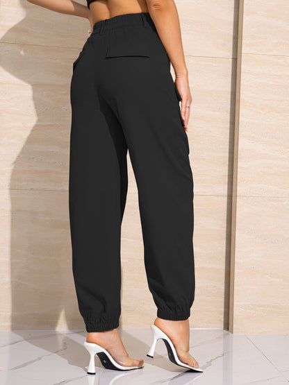 Double Take High Waist Slim Fit Long Pants with Pockets