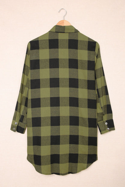 Lapel Collar Single Breasted Loose Plaid Wool Coat