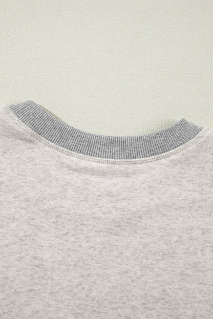 Light Grey Color Block Thumbhole Sleeve Drop Shoulder Sweatshirt