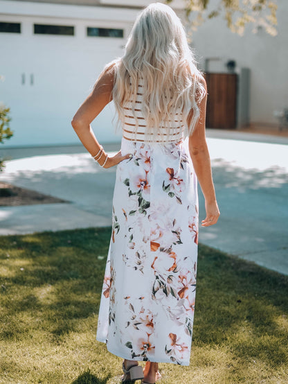 One-Shoulder Pocket Print Maxi Dress