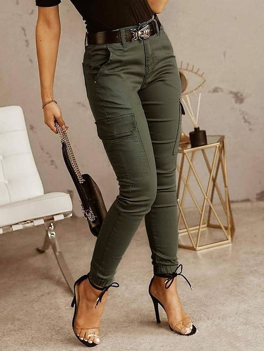 Women's Cargo Pants Basic Casual / Sporty Tactical Trousers Side Pockets Patchwork Full Length Pants Business