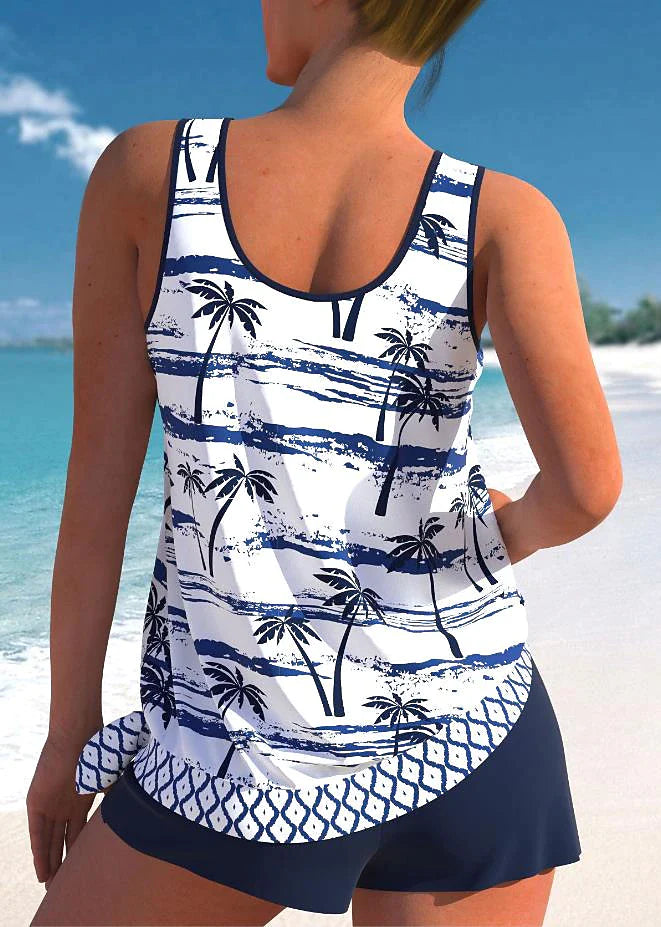 Women's Swimwear Tankini 2 Piece Normal Swimsuit 2 Piece Printing Floral Black Blue Green Tank Top Bathing Suits Sports Beach Wear Holiday