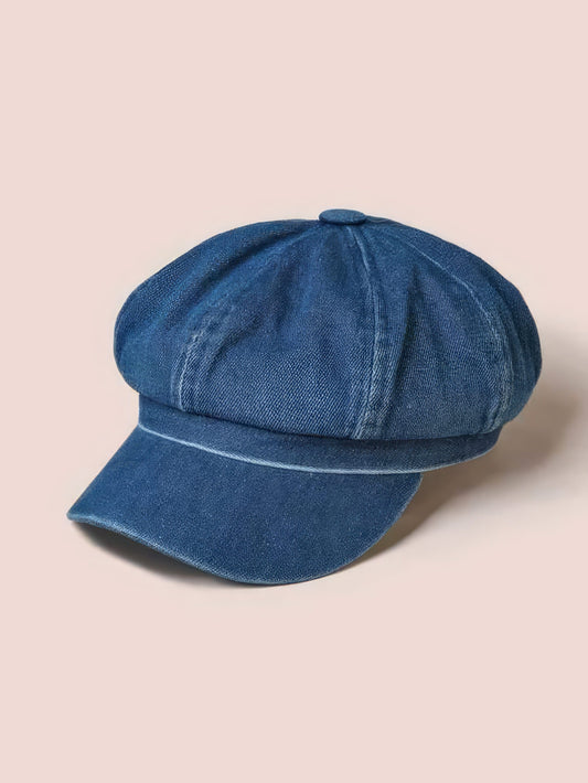 Blue Denim Casual Baker Boy Hat