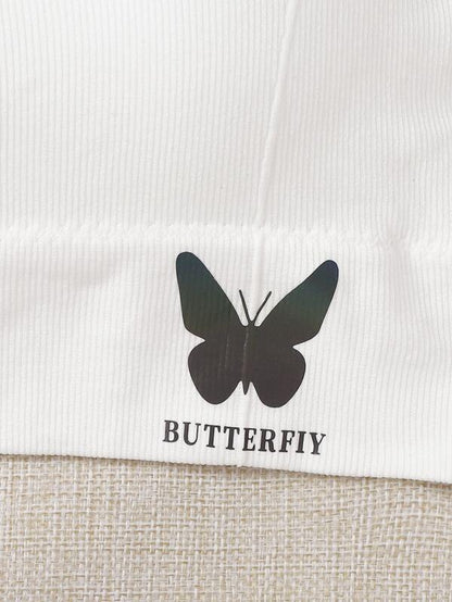 Butterfly Print Ribbed Bralette - LuckyFash™