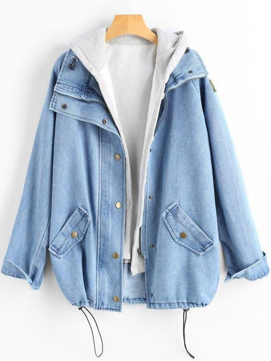 Button Up Denim Jacket and Hooded Vest for Women