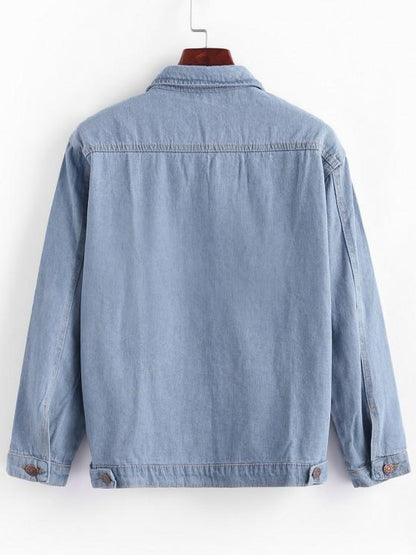 Button Up Ladder Pockets Denim Jacket - LuckyFash™