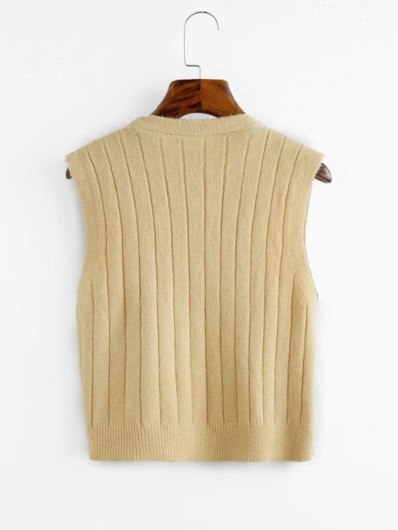 Button Up Plunging Sleeveless Cardigan - LuckyFash™