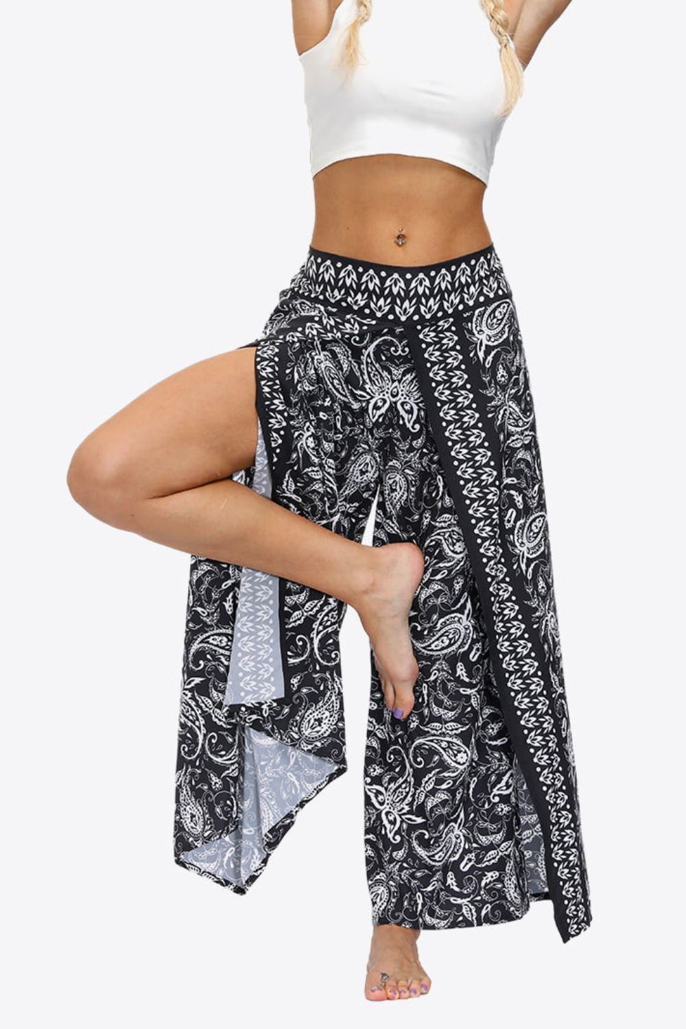 Split Wide Leg Long Pants