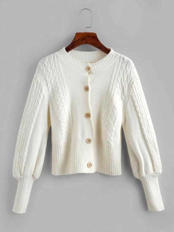 Cable Knit Balloon Sleeve Short Cardigan for Women