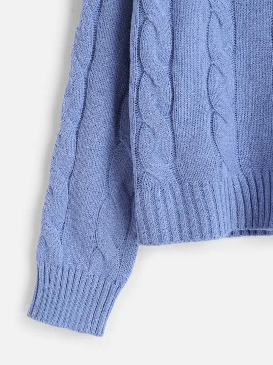 Cable Pointelle Knit Raglan Sleeve Sweater - LuckyFash™