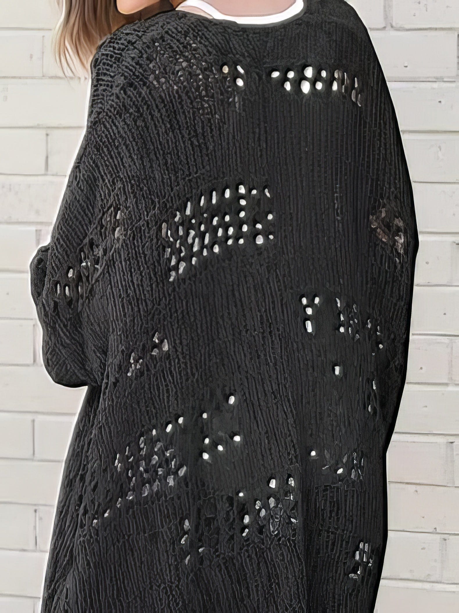 MsDressly Cardigans Crochet Loose Long Sleeve Knitted Sweater Cardigan