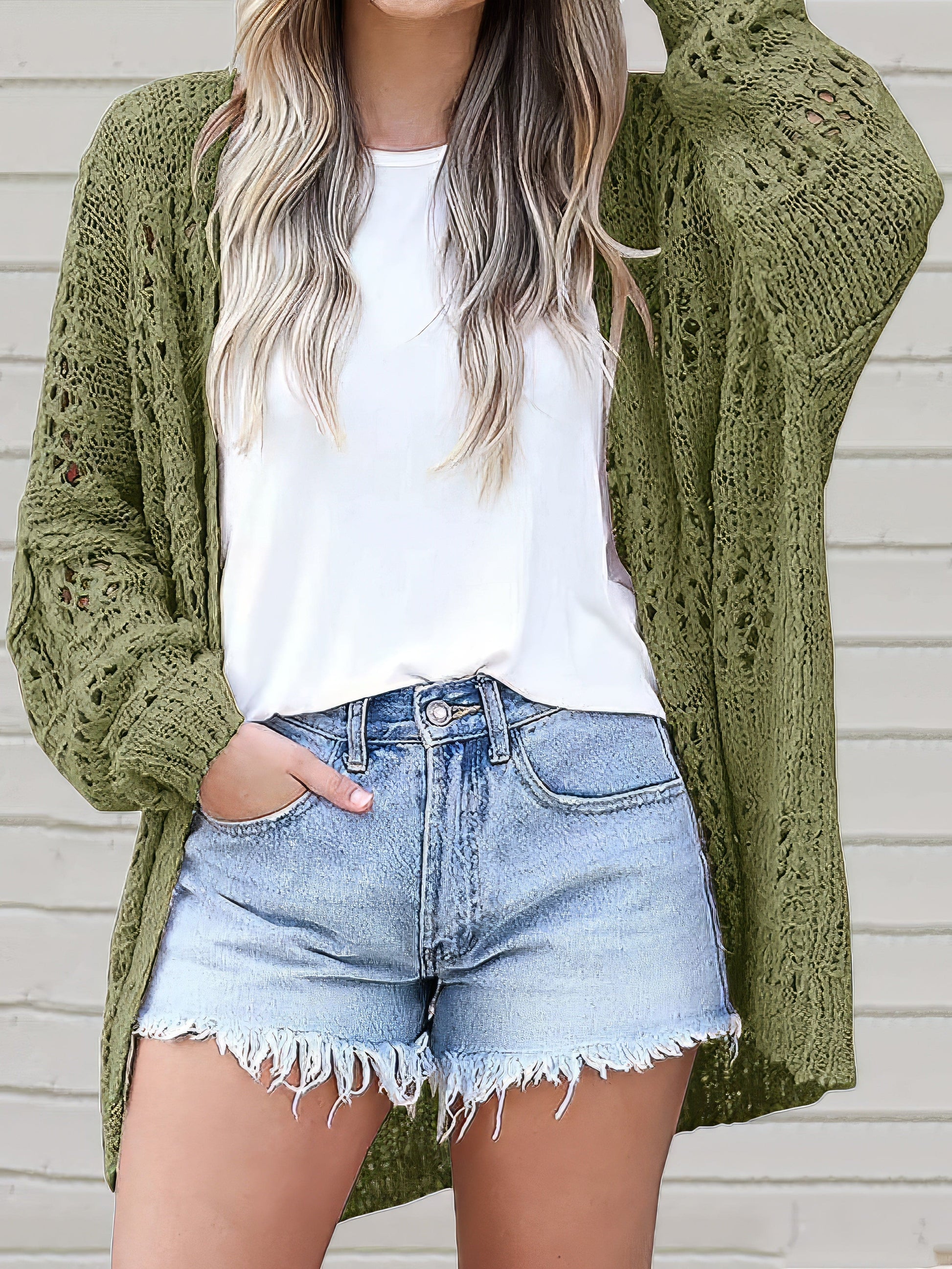 MsDressly Cardigans Crochet Loose Long Sleeve Knitted Sweater Cardigan SWE2108101117GRES