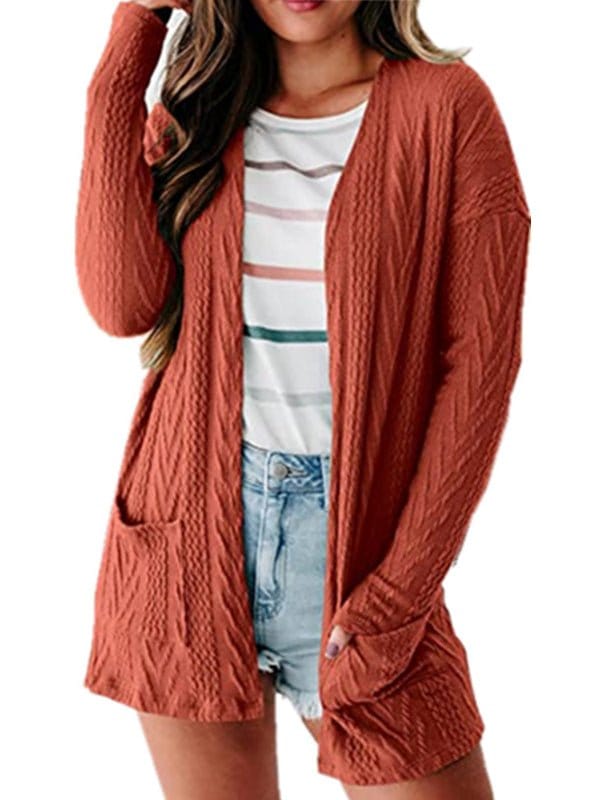 MsDressly Cardigans Solid Loose Knitted Long Sleeve Sweater Cardigan SWE2212051439CARS