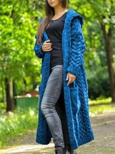 Casual Knitted Long Outerwear With Hood - LuckyFash™