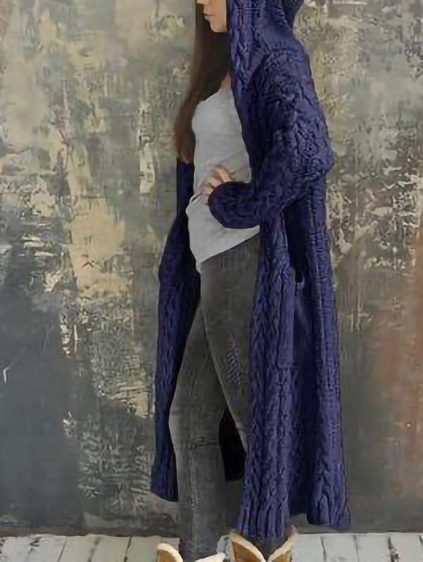 Casual Knitted Long Outerwear With Hood - LuckyFash™