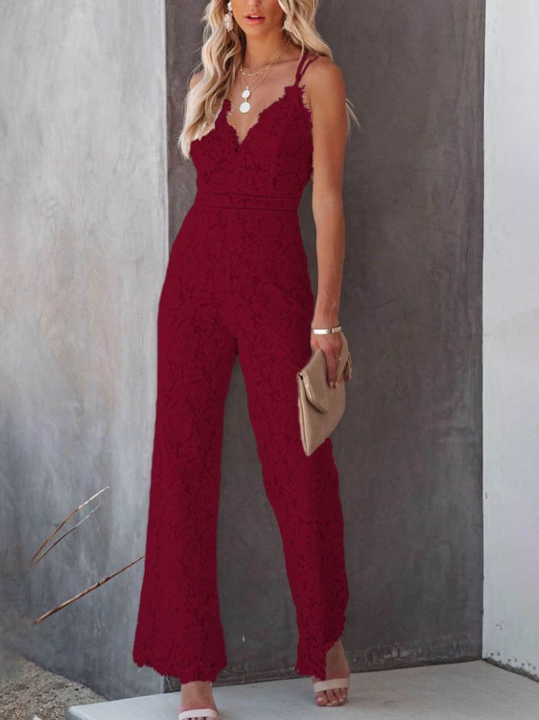 Casual Lace Stitching Suspender Jumpsuit - LuckyFash™