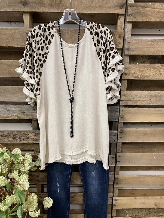 Casual Leopard Panel Top for Women