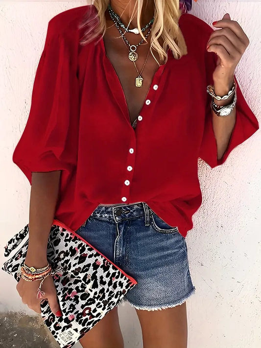 Casual Stand Collar Long Sleeve Women's Blouse