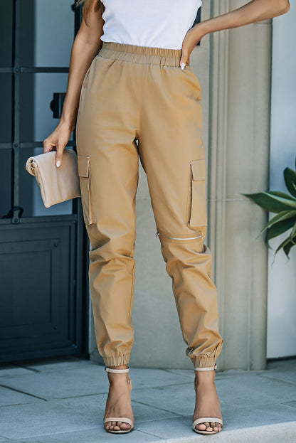 Elastic Waist Ankle-Length Cargo Joggers