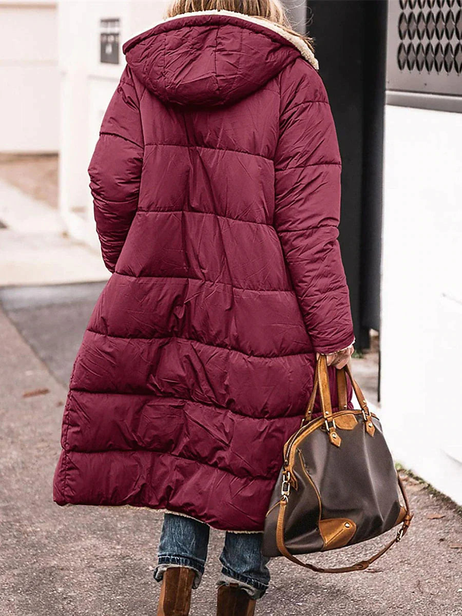 Women's Long Puffer Jacket Winter Fleece Parka  Reversible Thermal Warm Windproof Winter Coat Hooded Jackets Comtemporary Casual Street Style Jacket Long Sleeve Brown Black