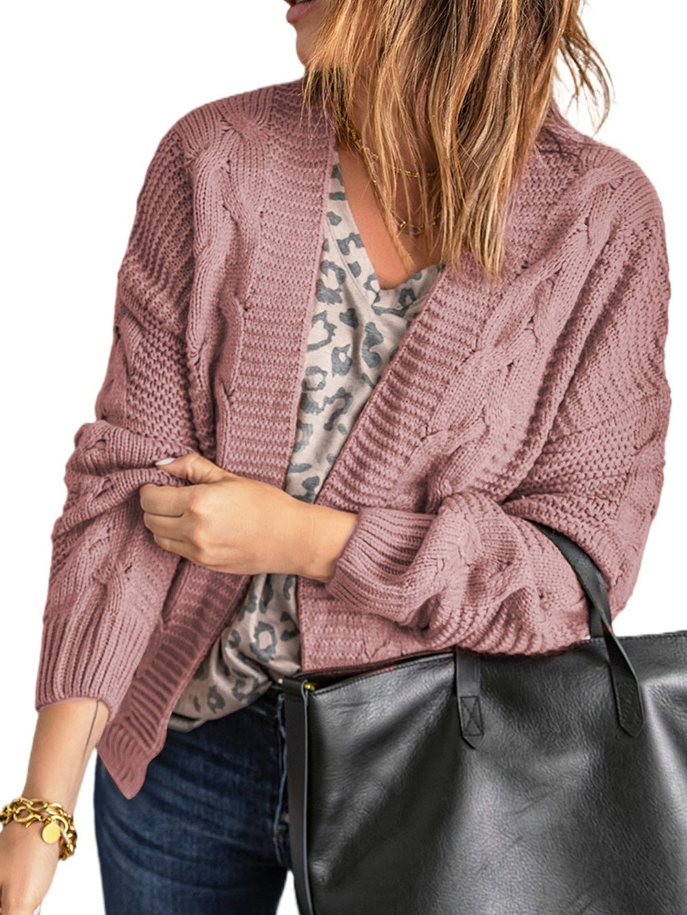 Casual Pocket Long Sleeve Knit Cardigan