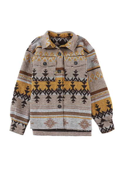 Brown Western Aztec Print Jacket