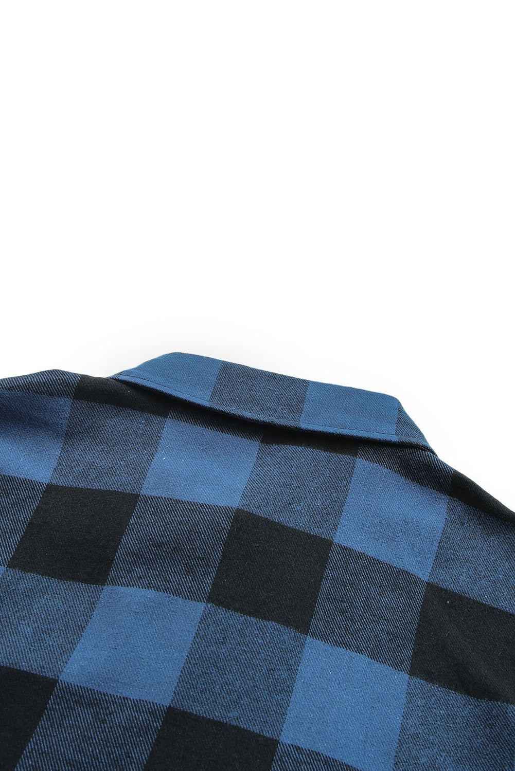 Blue Turn-down Collar Plaid Shirt Jacket