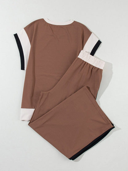 Chestnut Colorblock Casual Two-Piece Summer Set