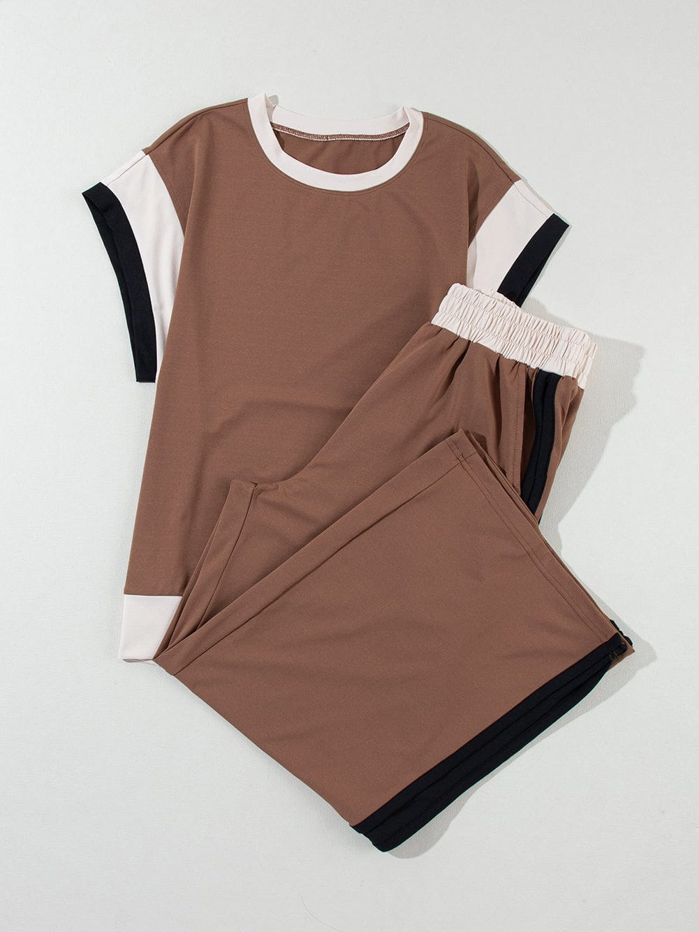 Chestnut Colorblock Casual Two-Piece Summer Set