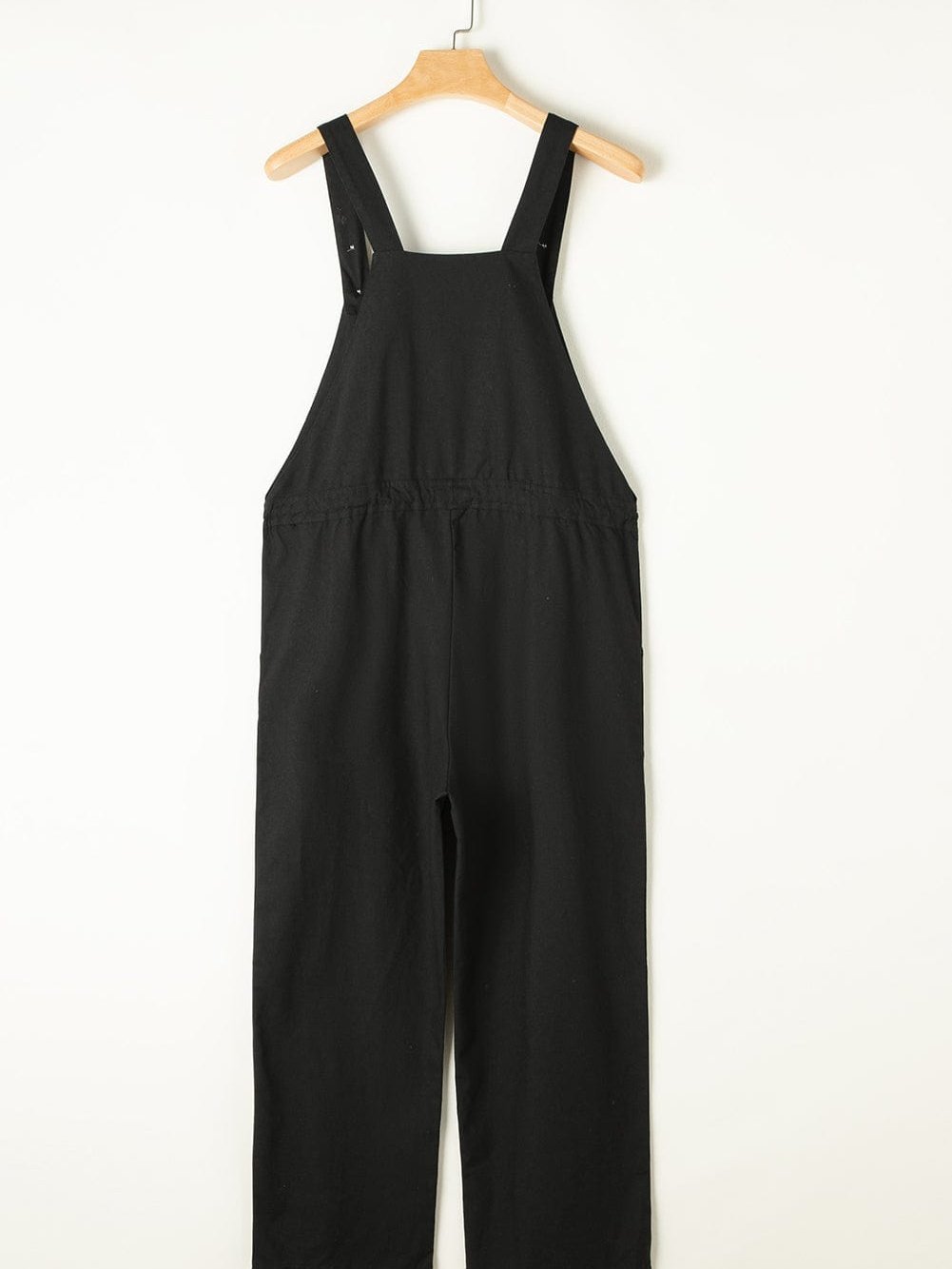 Chic Black Wide Leg Overall with Adjustable Waist and Buttoned Straps