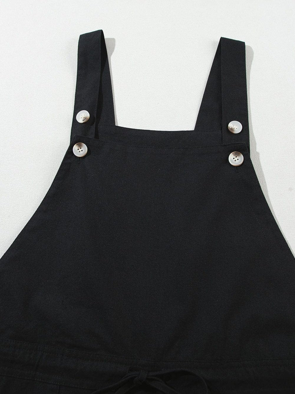 Chic Black Wide Leg Overall with Adjustable Waist and Buttoned Straps