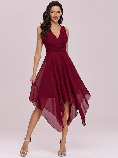 Chic Chiffon Bridesmaid Dress with Unique Asymmetrical Hem