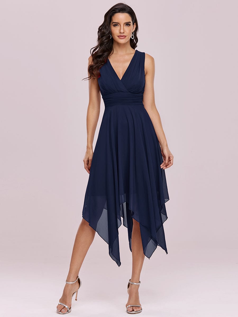 Chic Chiffon Bridesmaid Dress with Unique Asymmetrical Hem