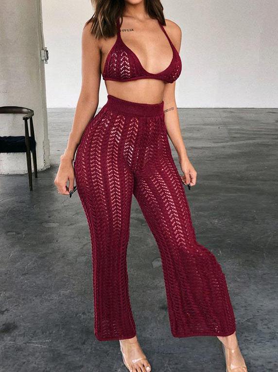 Chic Knitted Mesh Hollow Perspective Two-piece Set - LuckyFash™