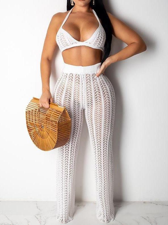 Chic Knitted Mesh Hollow Perspective Two-piece Set - LuckyFash™