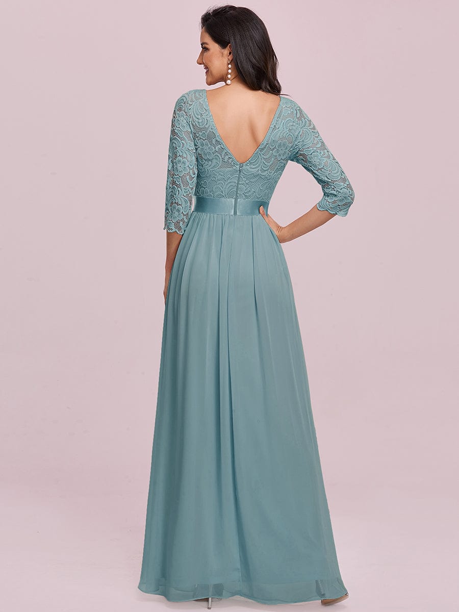 Chic Lace Sleeve Empire Waist Bridesmaid Gown