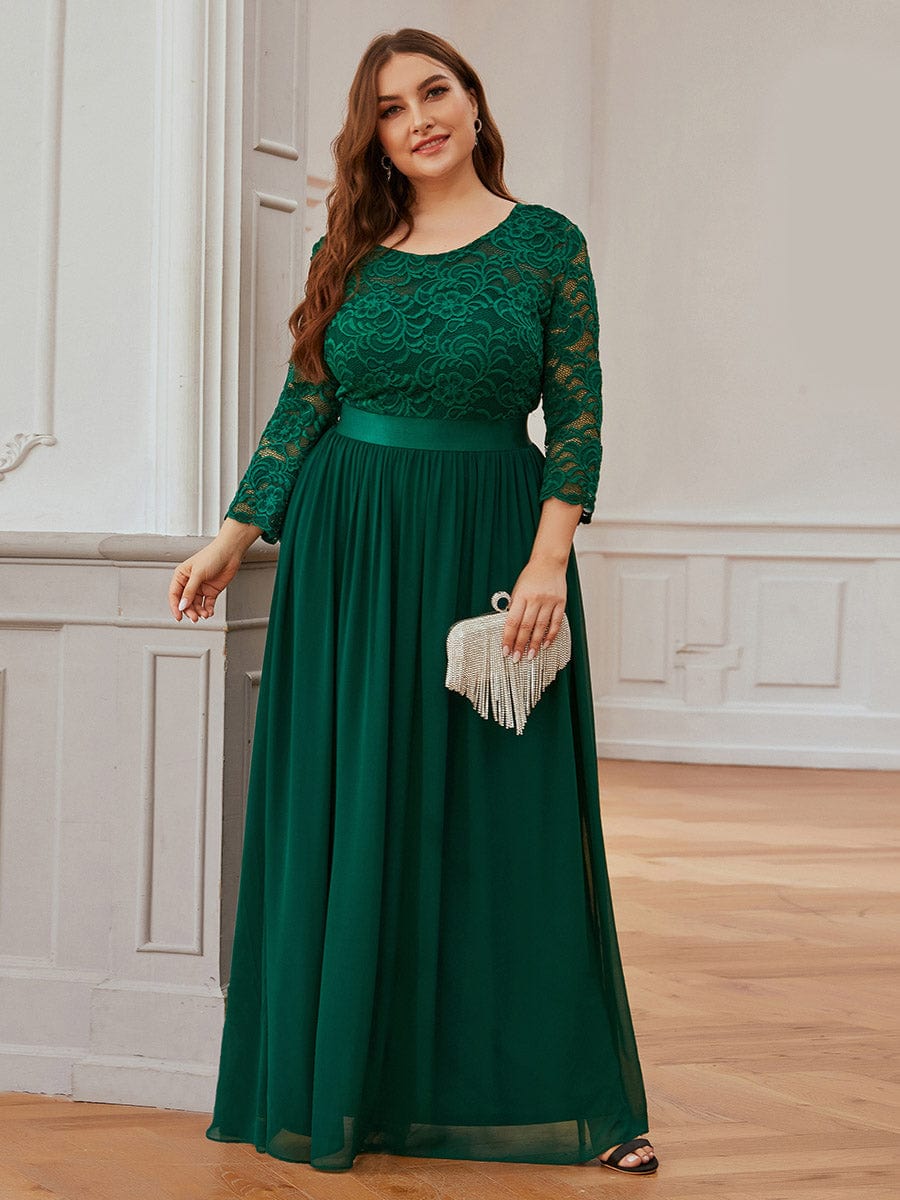 Chic Lace Sleeve Empire Waist Bridesmaid Gown