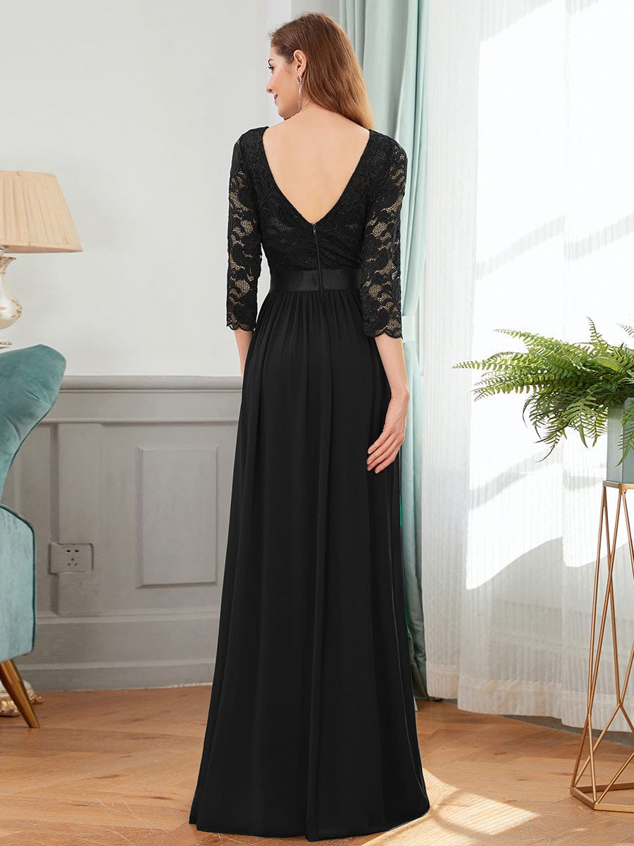 Chic Lace Sleeve Empire Waist Bridesmaid Gown