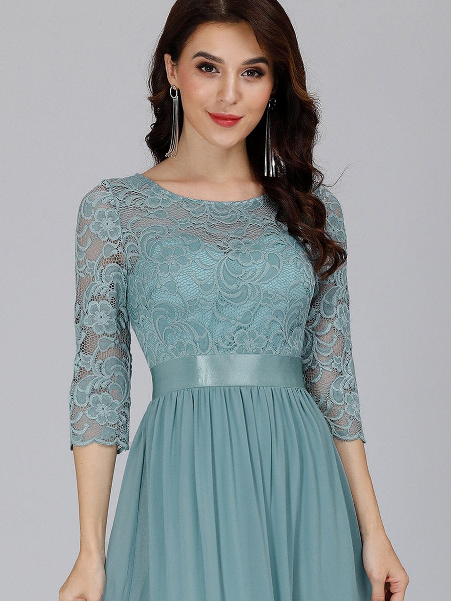 Chic Lace Sleeve Empire Waist Bridesmaid Gown