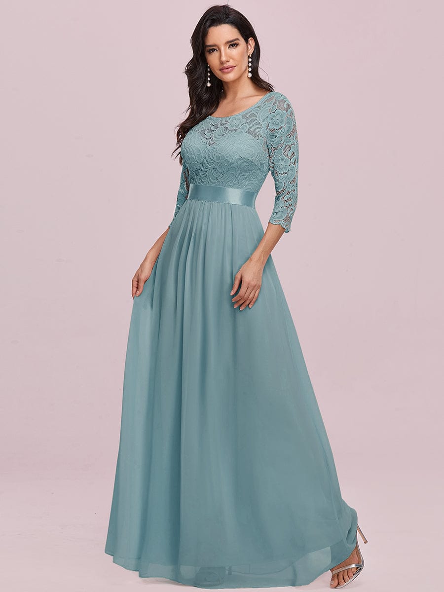 Chic Lace Sleeve Empire Waist Bridesmaid Gown