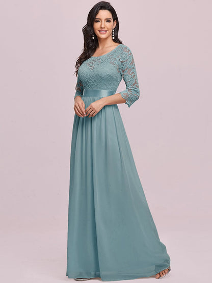 Chic Lace Sleeve Empire Waist Bridesmaid Gown