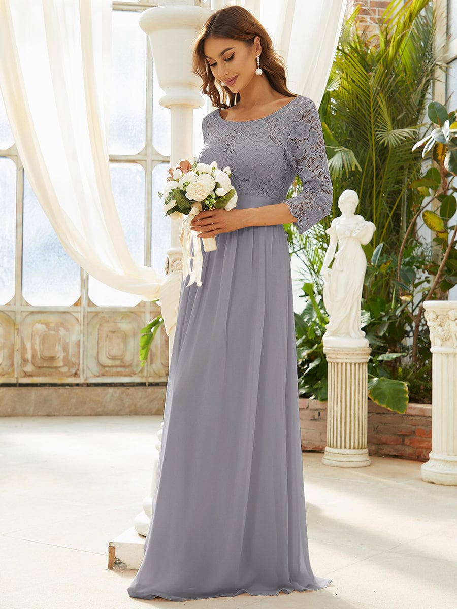 Chic Lace Sleeve Empire Waist Bridesmaid Gown