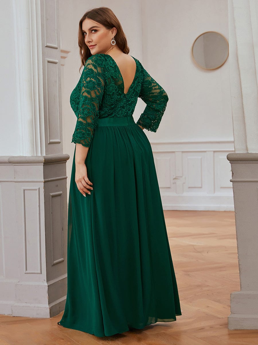 Chic Lace Sleeve Empire Waist Bridesmaid Gown