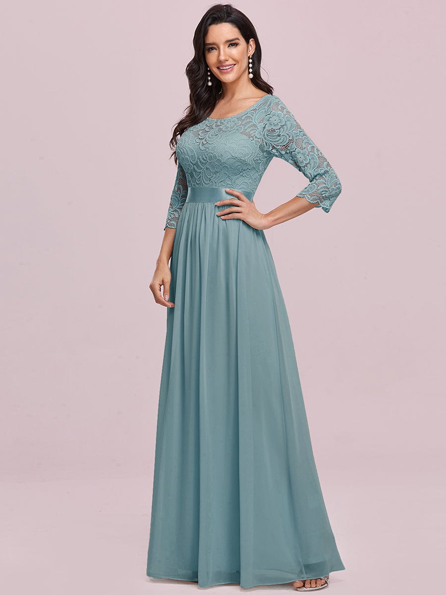 Chic Lace Sleeve Empire Waist Bridesmaid Gown