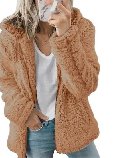 Chic & Modern Women's Sherpa Teddy Coat Zip-Up Hoodie for Daily Fall Wardrobe