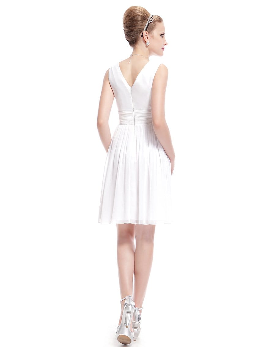 Chiffon Pleated Double V-neck Homecoming Cocktail Dress