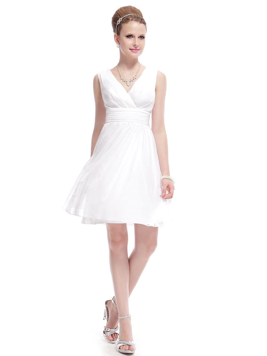 Chiffon Pleated Double V-neck Homecoming Cocktail Dress