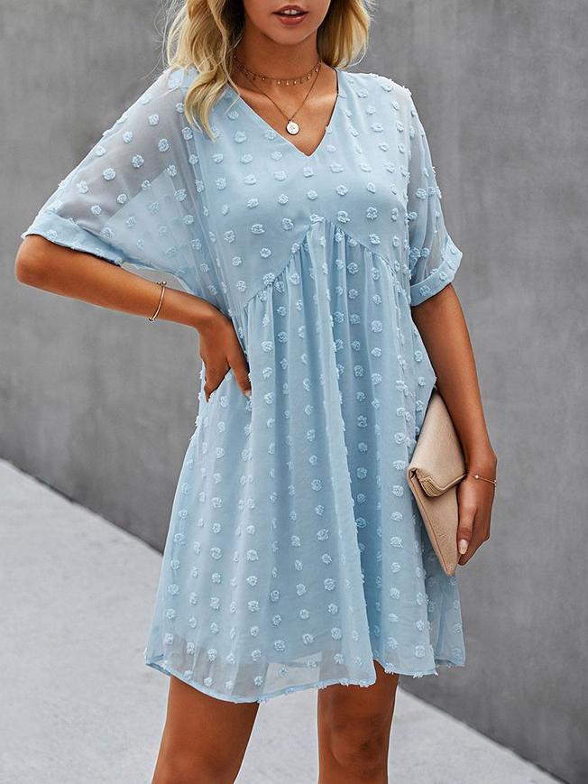 Chiffon Swiss Dot Babydoll Mini Dress - LuckyFash™